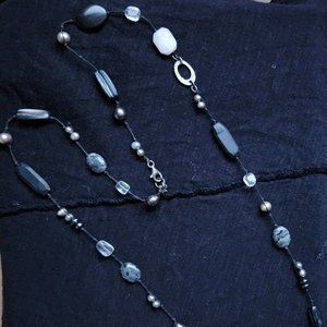 Silpada Black Gray Downtown Necklace 35in